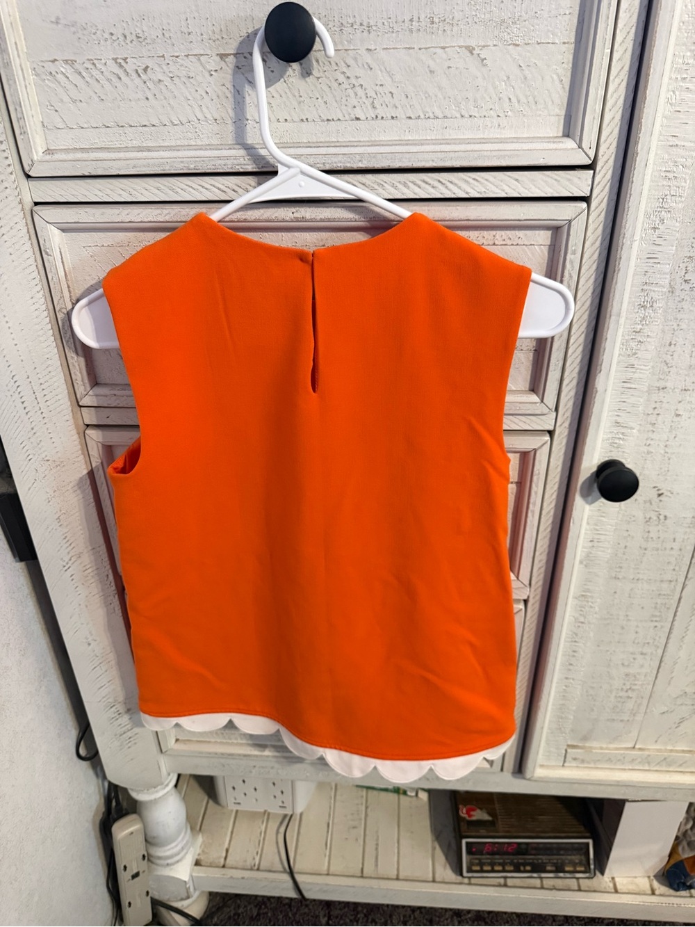 Talbots Bright Orange Sleeveless Scallop-Hem Blouse